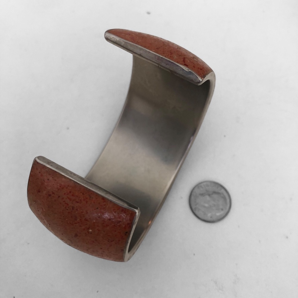 Earthy Inlay Geometric Cuff Bracelet - Picture 4 of 4
